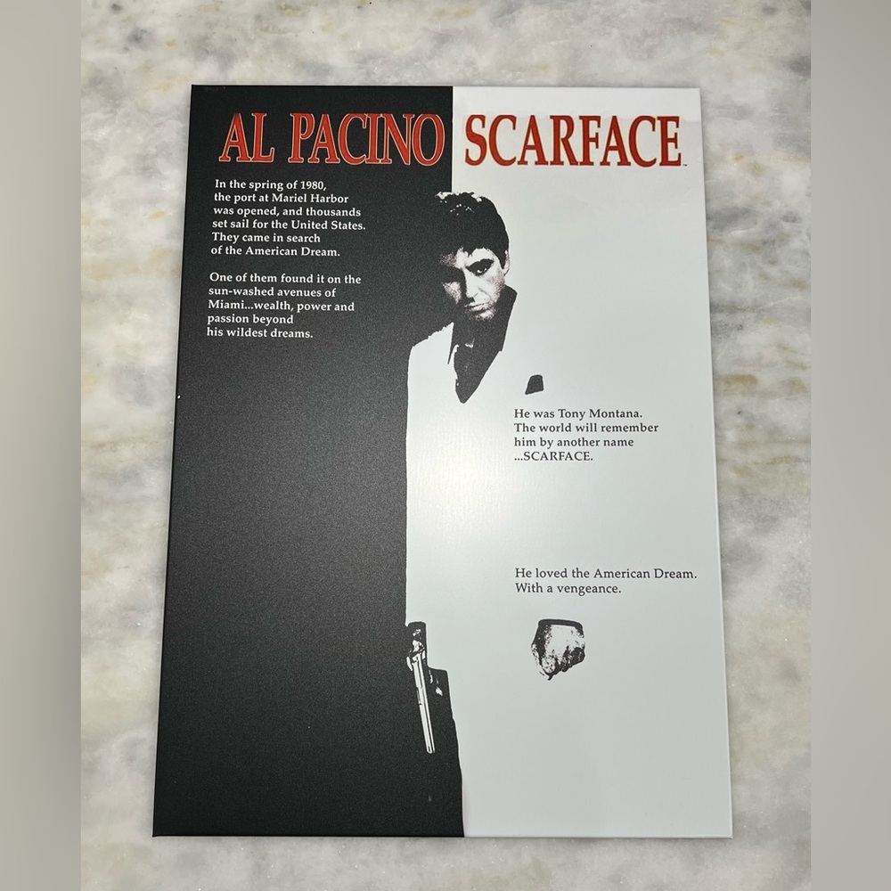 Scarface Al Pacino Matte Metal Displate Poster 17.7” x 12.6”